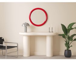 Vente-unique Ronde wandspiegel in paulowniahout - D.60 cm - Rood gelakt - MAELO