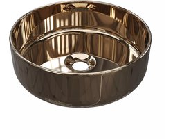 Vente-unique Ronde wastafel KANELLE - Kopereffect L 36 cm x H 12 cm x D 36 cm