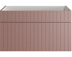 Vente-unique Roze hangmeubel onder wastafel met strepen - 80 cm - SATARA