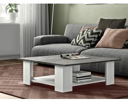 Vente-unique  Salontafel JANET - Kleuren: wit en beton L 67 cm x H 30.5 cm x D 67 cm