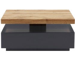 Vente-unique Salontafel KYRIA - 1 lade & draaiblad - MDF - Kleur: Antraciet & eik