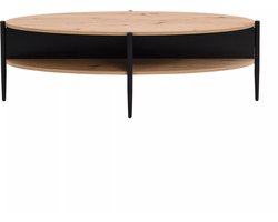 Vente-unique Salontafel met 4 nissen van mdf en metaal - Licht naturel en zwart - EVARO