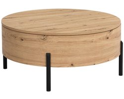 Vente-unique Salontafel met draaibaar blad en opbergruimte van mdf - Naturel - YEMELIA