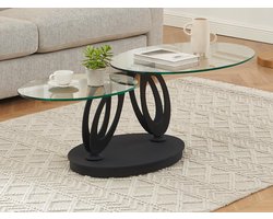 Vente-unique Salontafel met draaiende bladen in gehard glas en metaal - Transparant en zwart - MAYANI van Maison Céphy