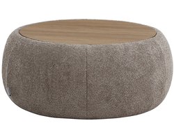 Vente-unique Salontafel met opbergkist in boucléstof en MDF - Taupe - SORIELI