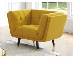 Vente-unique SAMANTHA II fluwelen fauteuil - Oker