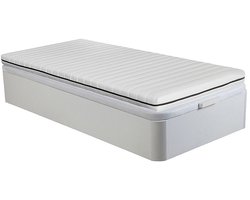 Vente-unique Set 90 x 190 cm bedbodem met opbergruimte, wit + matras van schuim met afneembare tijk van 10 cm dik - NASUS van YSMÉE