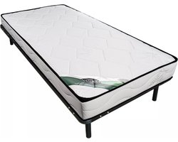 Vente-unique Set 90 x 190 cm lattenbodem + matras van schuim en tijk van bamboe - KANANI van NATUREA