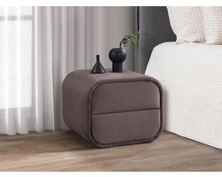 Vente-unique Set van 2 nachtkastjes - 2 lades - Velours - Taupe - VENALORA