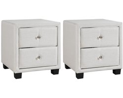 Vente-unique Set van 2 nachtkastjes met 2 lades - Stof - Ivoor - PICHONIA