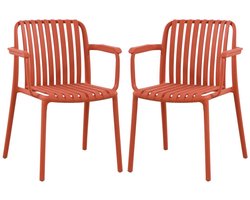 Vente-unique Set van 2 opstapelbare tuinfauteuils van polypropyleen - Rood - SESEH van MYLIA L 58 cm x H 79 cm x D 57.5 cm