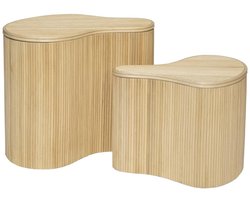 Vente-unique Set van 2 organische bijzettafeltjes met opbergruimte - Rotan - L52 x D40 x H45 cm en L43,5 x D30 x H33,5 cm - Licht naturel - MARSA L 52 cm x H 45 cm x D 40 cm
