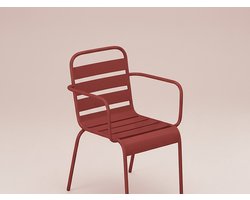 Vente-unique Set van 2 stapelbare tuinstoelen van metaal - Rood - MIRMANDE van MYLIA