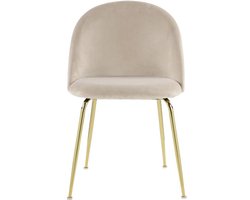 Vente-unique Set van 2 stoelen MELBOURNE - Fluweel en goudkleurig metaal - Beige