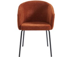 Vente-unique Set van 2 stoelen met armleuningen van stof en metaal - Terracotta - MADIALI