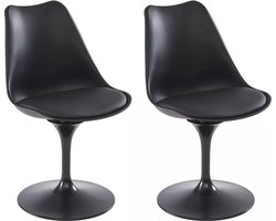 Vente-unique Set van 2 stoelen van polypropeen, kunstleer en metaal - Zwart - XAFY