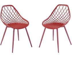 Vente-unique Set van 2 tuinstoelen van polypropyleen met metalen poten - Terracotta - MALAGA L 54.5 cm x H 84 cm x D 49 cm