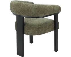 Vente-unique Set van 6 stoelen met armleuningen van boucléstof en zwart rubberhout - Kaki - LIVELIA