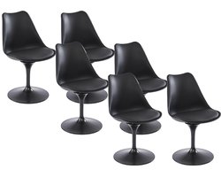 Vente-unique Set van 6 stoelen van polypropeen, kunstleer en metaal - Zwart - XAFY