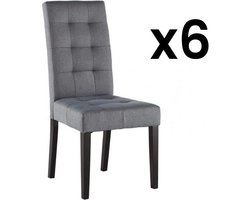 Vente-unique Set van 6 stoelen VILLOSA - grijze stof & donker houten poten