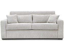 Vente-unique Slaapbank – 4 zitplaatsen – Crèmewitte stof – Express-uitklapmechanisme – Matrasbreedte: 160 cm – Matrasdikte: 16 cm – MONDOVI