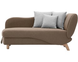 Vente-unique Slaapbank van bruine stof met opbergruimte - Hoek links - PENELOPE L 160 cm x H 81 cm x D 80 cm