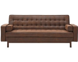 Vente-unique Slaapbank van microvezel ELEANOR - bruin vintage effect