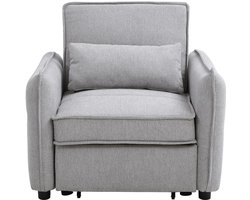 Vente-unique Slaapfauteuil in lichtgrijze stof FENORA