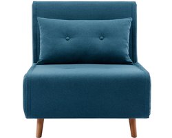 Vente-unique Slaapfauteuil van blauwe stof URIBIA
