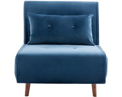 Vente-unique Slaapfauteuil van nachtblauw velours URIBIA
