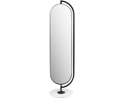 Vente-unique Spiegel op poot van metaal met opbergruimte en haken - L44 x H169 cm - Zwart - TOMONO L 44 cm x H 169 cm x D 40 cm