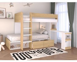 Vente-unique Stapelbed hout natuurlijk licht 90 x 190 cm