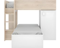 Vente-unique Stapelbed hout natuurlijk licht 90 x 190 cm