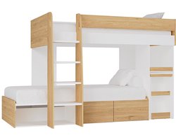 Vente-unique Stapelbed hout natuurlijk licht, wit 90 x 190 cm