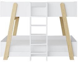 Vente-unique Stapelbed hout natuurlijk licht, wit 90 x 190 cm