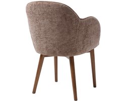 Vente-unique Stoel met armleuningen in getextureerd stof en rubberhout - Taupe - MODINIA