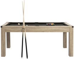 Vente-unique Transformeerbare tafel biljart & pingpong - Licht naturelkleurig - L182 x B102 x H80 cm - HENK L 182.8 cm x H 80.2 cm x D 102.6 cm