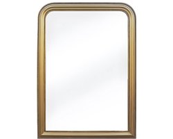 Vente-unique Trumeau spiegel van paulowniahout - B. 80 x H. 110 cm - Goudkleurige messing afwerking - HELOISE