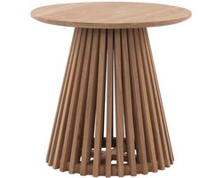 Vente-unique Tuinbijzettafel van teakhout D50 cm - Licht naturel - TRIANI L 50 cm x H 48 cm x D 50 cm