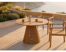 Vente-unique Tuineettafel van teakhout D120 cm - Licht naturel - TRIANI