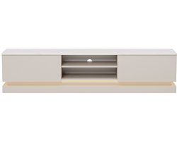 Vente-unique Tv-meubel in MDF met 2 lades, 2 vakken en ledverlichting - Beige en witte marmerlook - DEVIKA van Pascal MORABITO