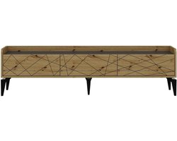 Vente-unique Tv-meubel met 3 deurtjes - Naturel en antraciet - MONALIA