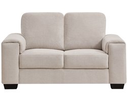 Vente-unique Tweezitsbank in structuurstof beige EMBAPO