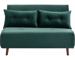 Vente-unique Tweezitsslaapbank van spargroen velours URIBIA