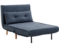 Vente-unique Uitklapbare fauteuil in blauwe stof VALERIO