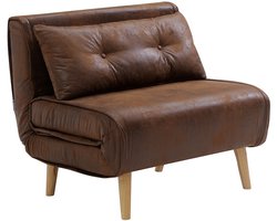 Vente-unique Uitklapbare fauteuil in microvezel met verouderde lederlook VALERIO
