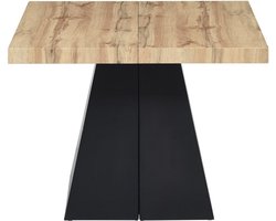 Vente-unique Uitschuifbare eettafel 4 tot 10 plaatsen van mdf en metaal - Naturel en zwart - EMELIA L 250 cm x H 75 cm x D 100 cm