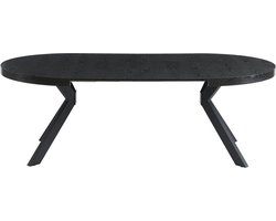Vente-unique Uitschuifbare eettafel – 4 tot 8 personen – Mdf en staal – Zwart – KOMONI