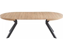 Vente-unique Uitschuifbare eettafel 4 tot 8 plaatsen van mdf en staal - Naturel en zwart - KOMONI L 220 cm x H 76 cm x D 120 cm