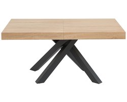Vente-unique Uitschuifbare eettafel 6 tot 10 plaatsen van mdf en hevea - Naturel en zwart - CATONAV L 240 cm x H 75 cm x D 90 cm